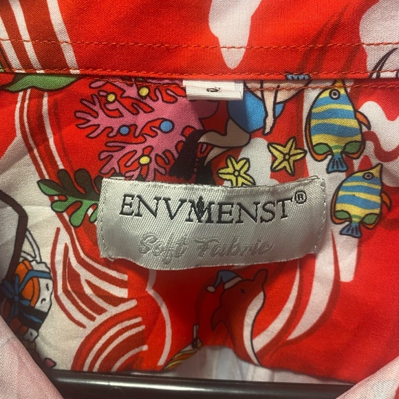 Envmenst  Red Hawaiian  Holiday Shirt - Picture 3 of 9